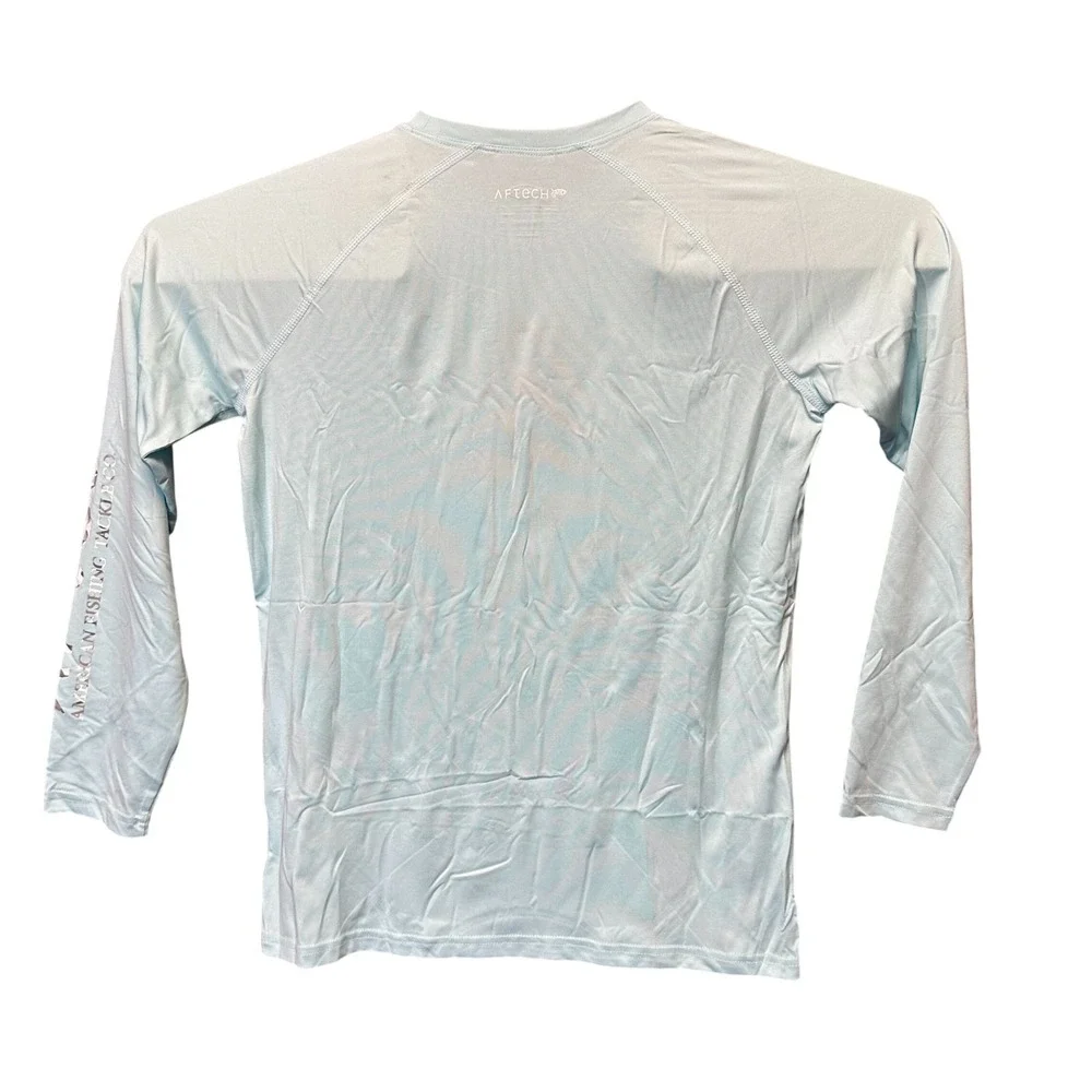 NWT AFTCO Samurai 2 Performance Fishing Shirt Youth Large Blue Long Sleeve